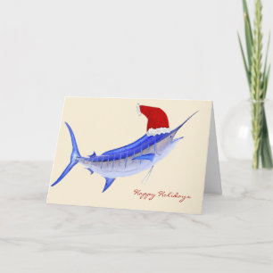 Cartes Pour Fêtes Annuelles Noël de Père Noël Marlin bleu