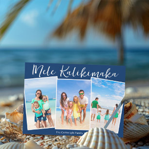 Cartes Pour Fêtes Annuelles Noël de photo de plage bleu marine Mele Kalikimaka