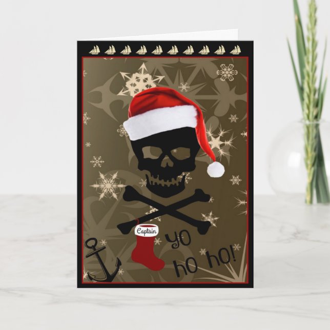 Cartes Pour Fêtes Annuelles Noël de pirate de jolly roger (Devant)