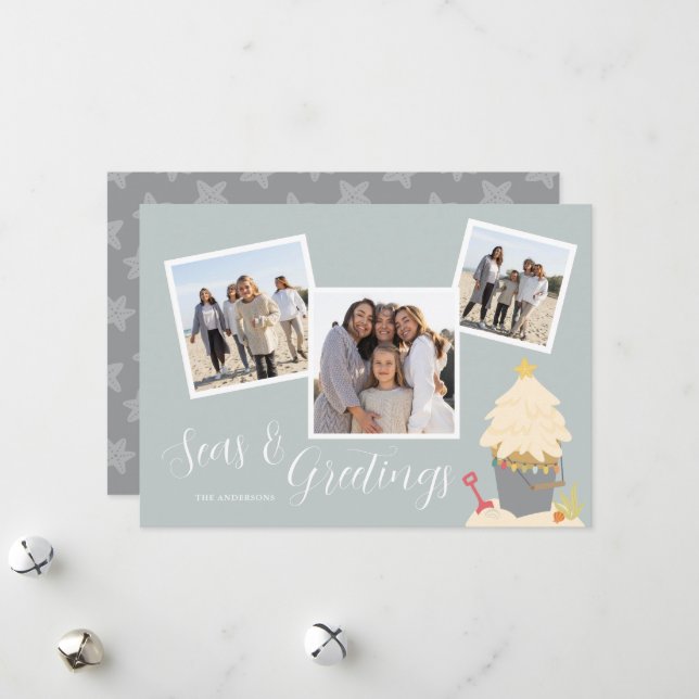 Cartes Pour Fêtes Annuelles Noël de plage (Devant/Arrière en situation)