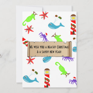 Cartes Pour Fêtes Annuelles Noël de plage et Nouvel An de sable Créatures de m