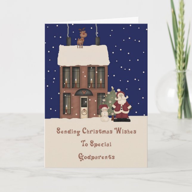 Cartes Pour Fêtes Annuelles Noël de Pôle Nord souhaite des parrains (Devant)