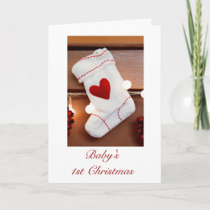 Cartes Pour Fêtes Annuelles Noël de premier Noël du bébé ęr avec le bas