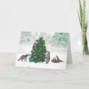 Cartes Pour Fêtes Annuelles Noël de raton laveur