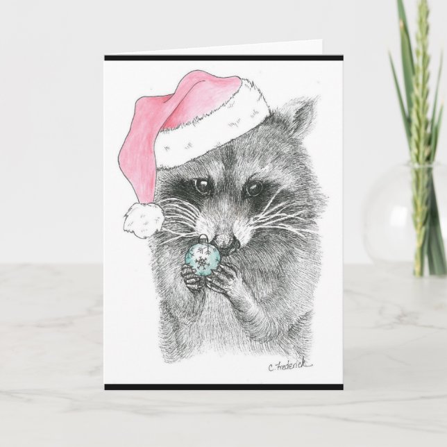 Cartes Pour Fêtes Annuelles Noël de raton laveur (Devant)