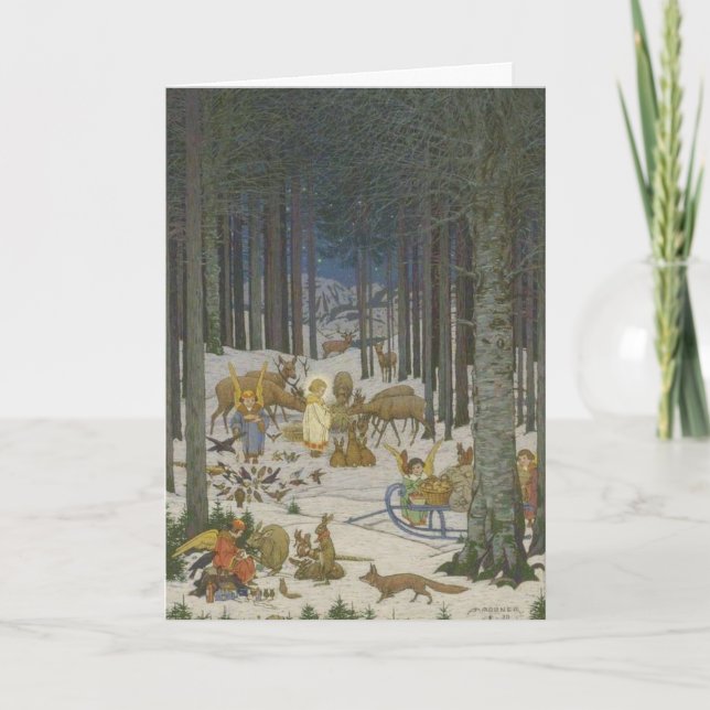 Cartes Pour Fêtes Annuelles Noël de région boisée (Devant)