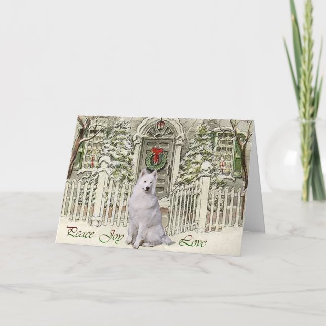 Cartes Pour Fêtes Annuelles Noël de Samoyed (Devant)
