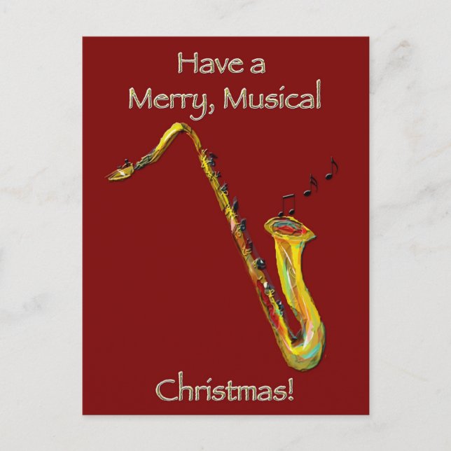 Cartes Pour Fêtes Annuelles Noël de saxophone (Devant)