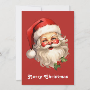 Cartes Pour Fêtes Annuelles Noël de style rétro Holly Jolly Santa Claus
