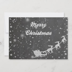 Cartes Pour Fêtes Annuelles Noël de tableau noir   Vintage Père Noël Sleigh