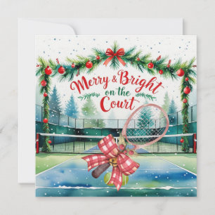 Cartes Pour Fêtes Annuelles Noël de tennis avec balle de tennis et raquette