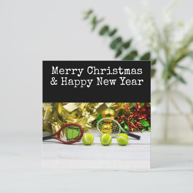 Cartes Pour Fêtes Annuelles Noël de tennis avec thème de tennis (Debout devant)