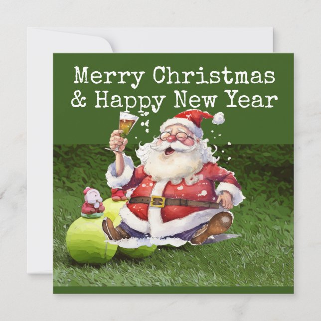 Cartes Pour Fêtes Annuelles Noël de tennis avec thème de tennis (Devant)