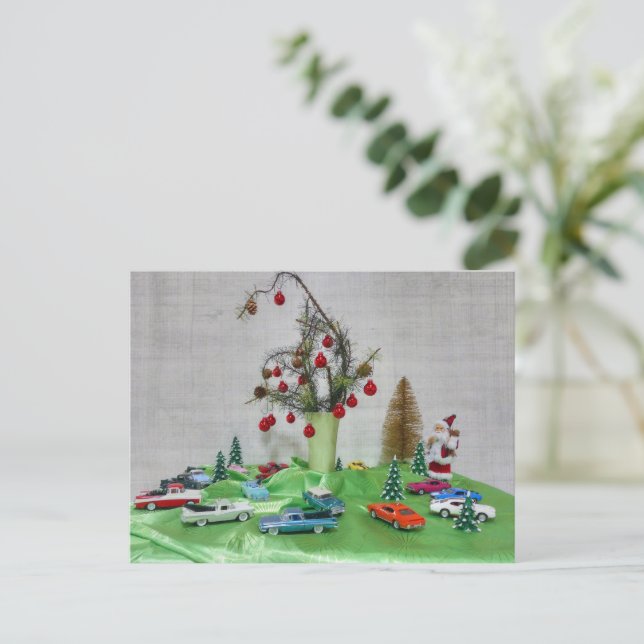 Cartes Pour Fêtes Annuelles Noël de voiture classique (Debout devant)