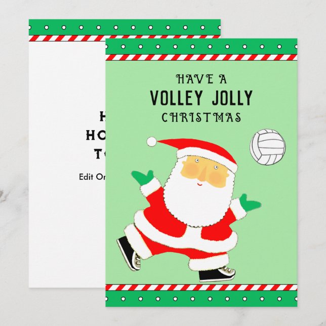 Cartes Pour Fêtes Annuelles Noël de volley-ball (Devant / Derrière)