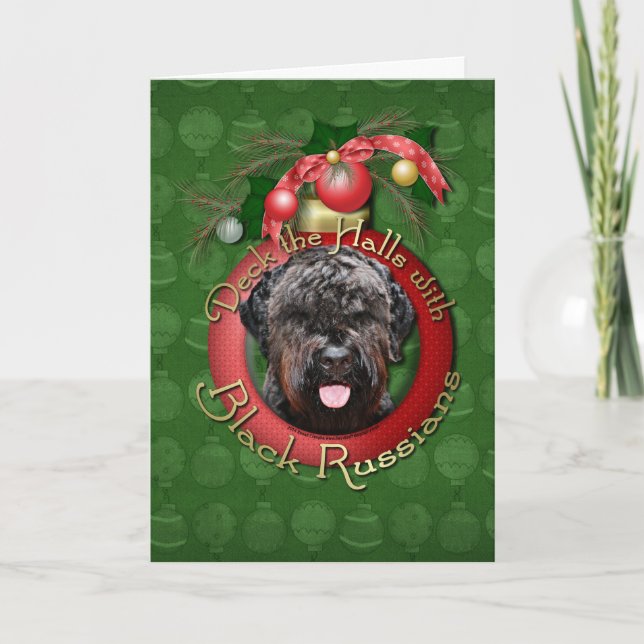 Cartes Pour Fêtes Annuelles Noël - Deck the Halls - Black Russian Terrier (Devant)