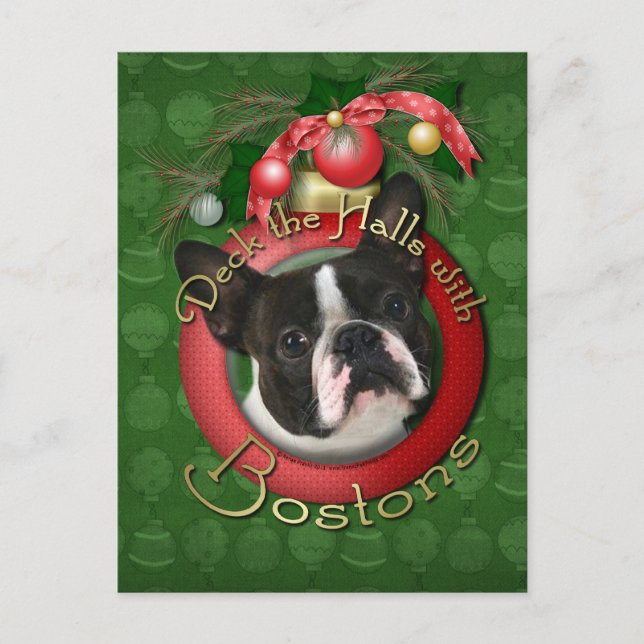 Cartes Pour Fêtes Annuelles Noël - Deck the Halls - Bostons (Devant)