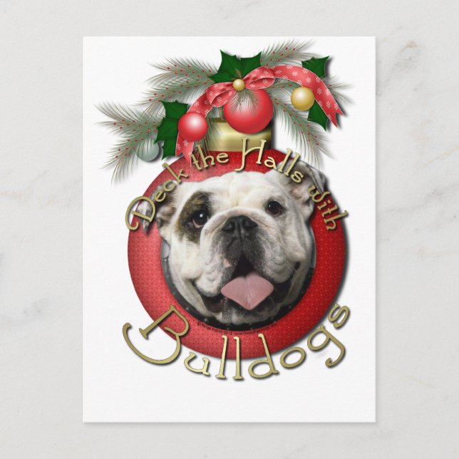 Cartes Pour Fêtes Annuelles Noël - Deck the Halls - Bulldogs (Devant)