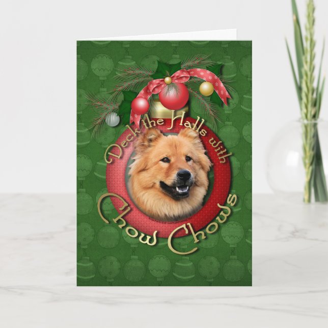 Cartes Pour Fêtes Annuelles Noël - Deck the Halls - Chows - Cinny (Devant)