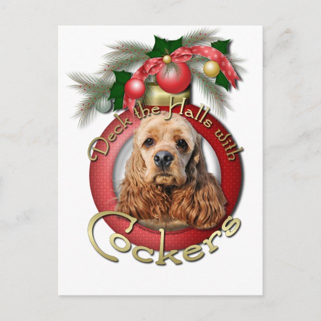 Cartes Pour Fêtes Annuelles Noël - Deck the Halls - Cockers (Devant)