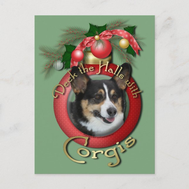 Cartes Pour Fêtes Annuelles Noël - Deck the Halls - Corgis (Devant)
