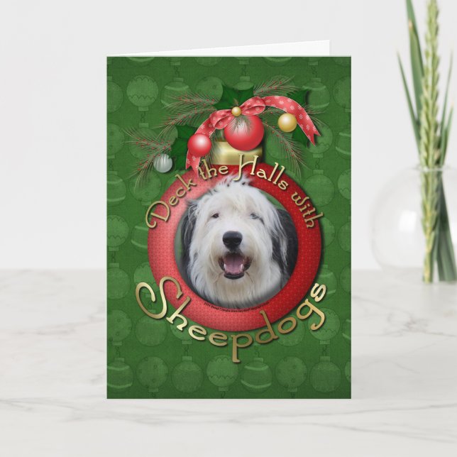 Cartes Pour Fêtes Annuelles Noël - Deck the Halls - Sheepdogs (Devant)