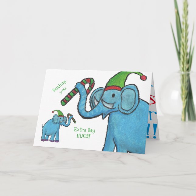 Cartes Pour Fêtes Annuelles Noël d'éléphant (Devant)