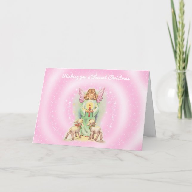 Cartes Pour Fêtes Annuelles Noël des anges et des agneaux (Devant)