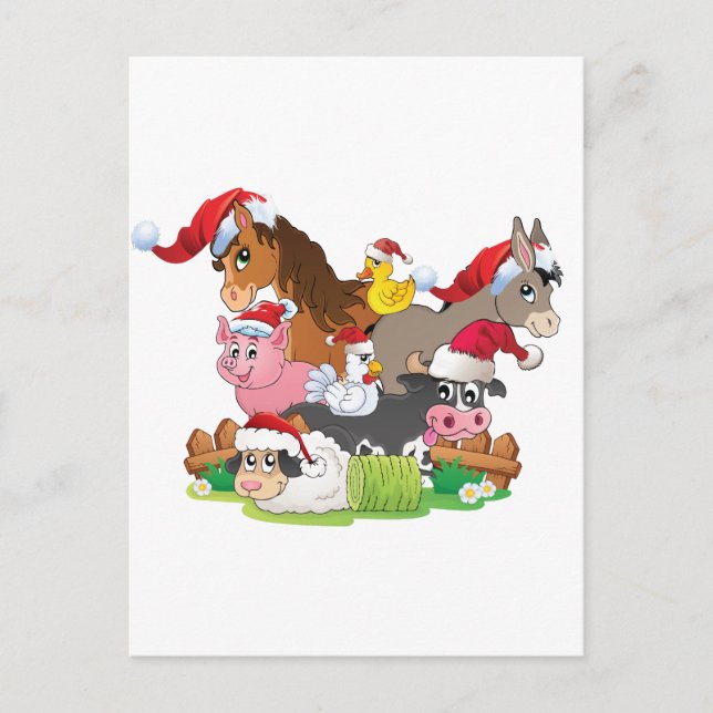 Cartes Pour Fêtes Annuelles Noël des animaux de ferme (Devant)