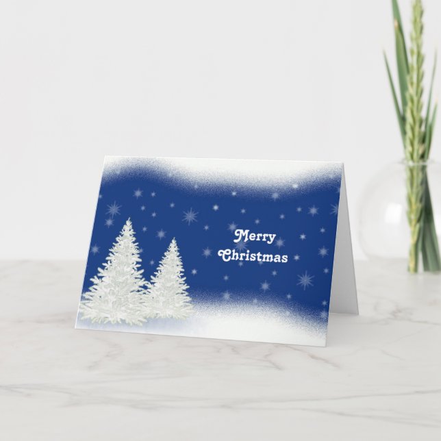 Cartes Pour Fêtes Annuelles Noël des Arbres blancs d'hiver (Devant)