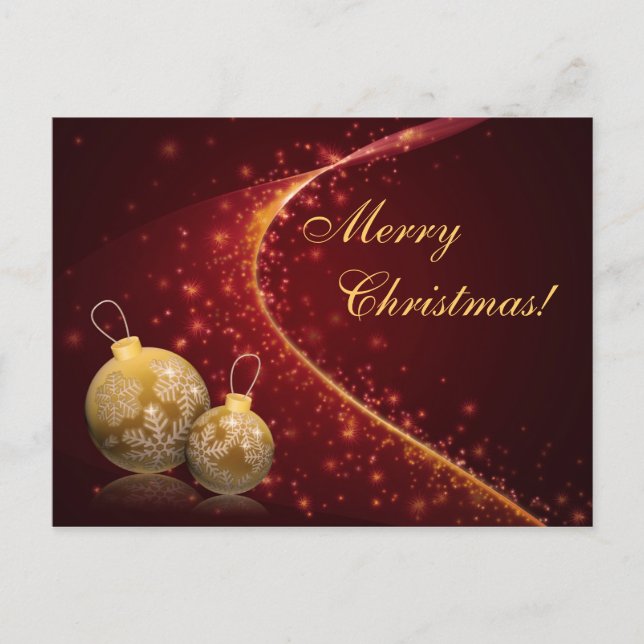 Cartes Pour Fêtes Annuelles Noël des Baubles d'or (Devant)
