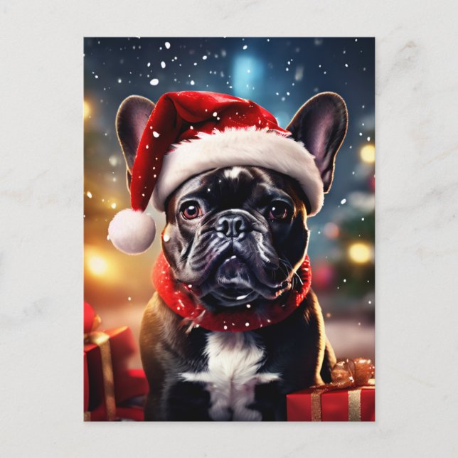 Cartes Pour Fêtes Annuelles Noël des Bulldog français (Devant)