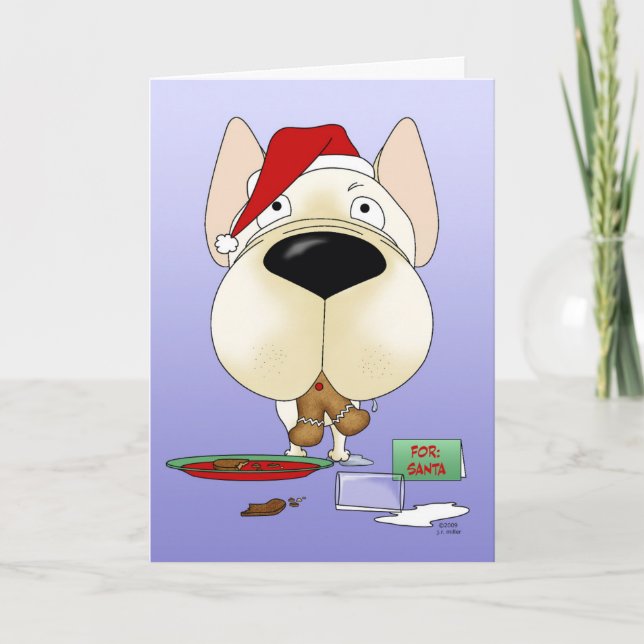 Cartes Pour Fêtes Annuelles Noël des Bulldog français (Devant)