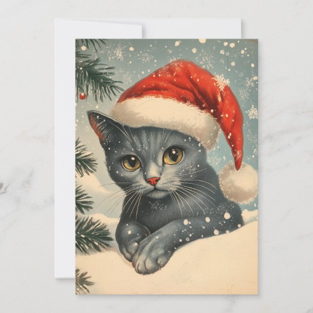 Cartes Pour Fêtes Annuelles Noël des chats Chartreux (Devant)
