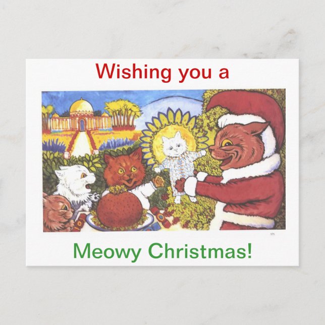 Cartes Pour Fêtes Annuelles Noël des chats, par Louis Wain (Devant)