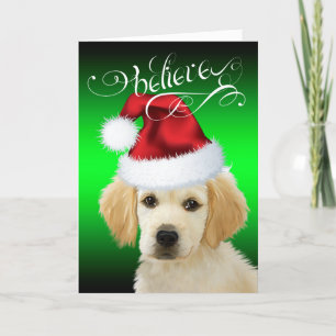 Cartes Pour Fêtes Annuelles Noël des CHIENS Croyez l'adorable Golden Père Noë
