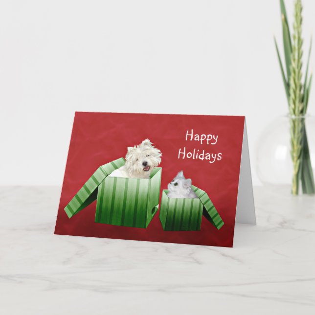 Cartes Pour Fêtes Annuelles Noël des chiens et des chats (Devant)