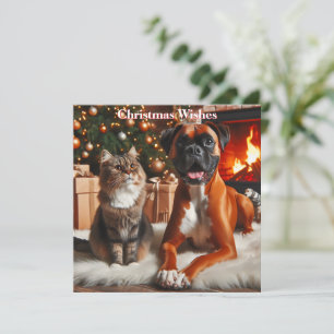 Cartes Pour Fêtes Annuelles Noël des chiens et des chats de boxe