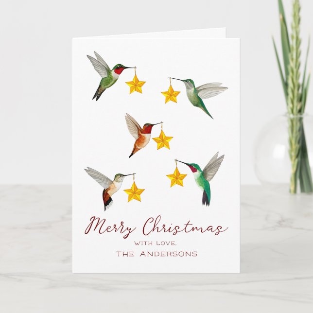 Cartes Pour Fêtes Annuelles Noël des colibris personnalisés (Devant)