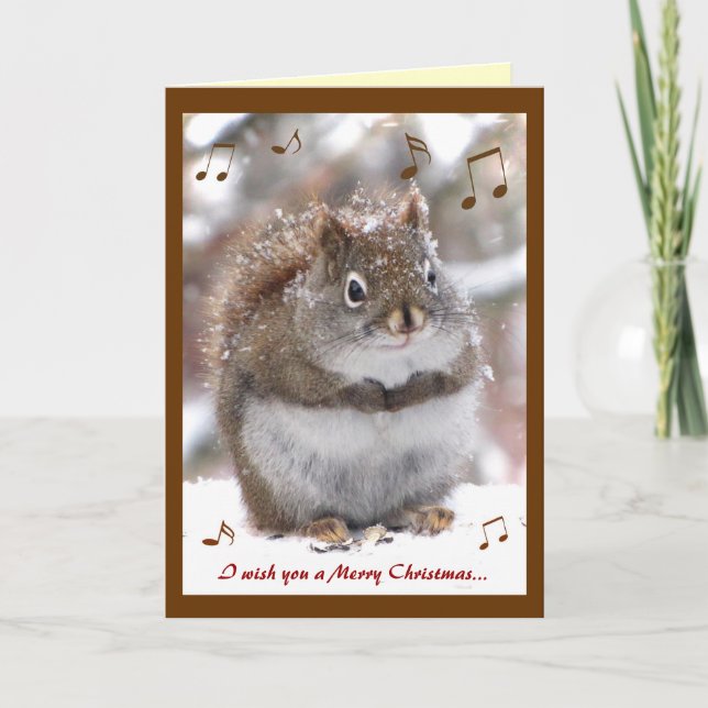 Cartes Pour Fêtes Annuelles Noël des écureuils chantants (Devant)