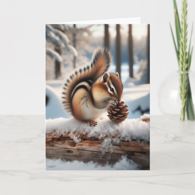 CARTES POUR FÊTES ANNUELLES NOËL DES ÉCUREUILS - MONDE ENCHANTÉ DE L'HIVER (Devant)
