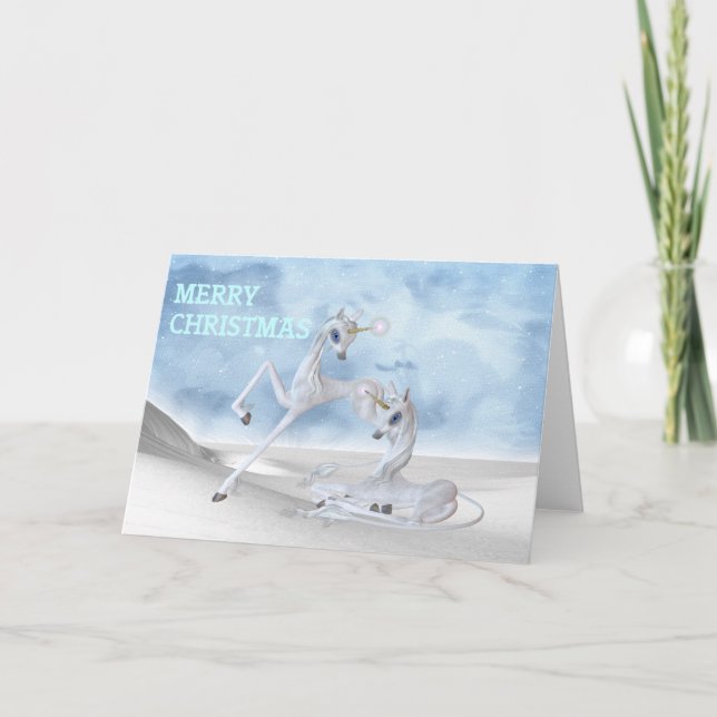 Cartes Pour Fêtes Annuelles Noël des licornes (Devant)