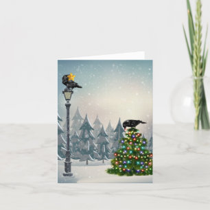 Cartes Pour Fêtes Annuelles Noël des oiseaux noirs