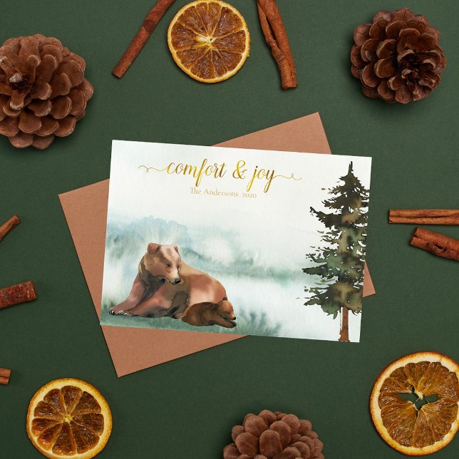 Cartes Pour Fêtes Annuelles Noël des ours rustiques (Créateur téléchargé)