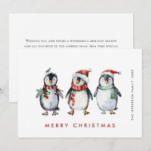 Cartes Pour Fêtes Annuelles Noël des pingouins de Père Noël Whimsical