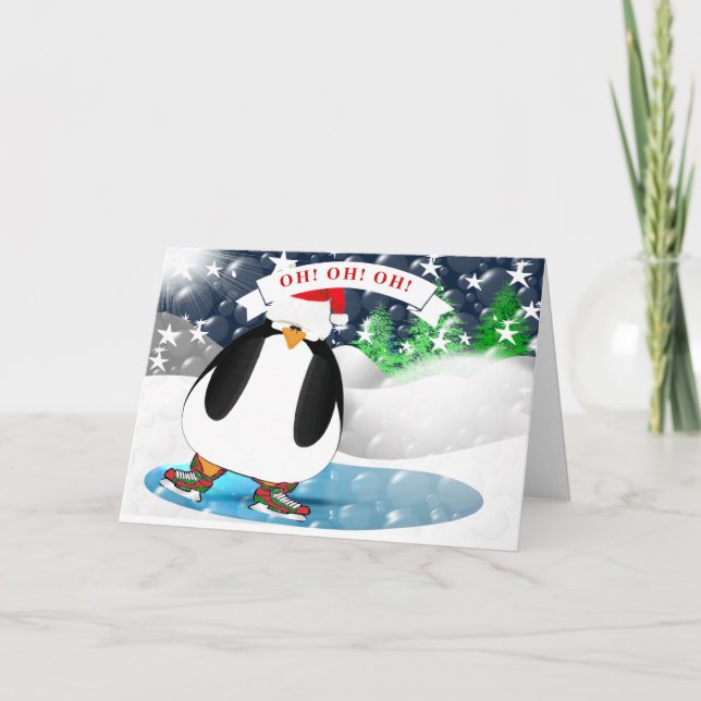 Cartes Pour Fêtes Annuelles Noël des pingouins Oh ! Oh! Oh! Joyeux Noël! (Devant)
