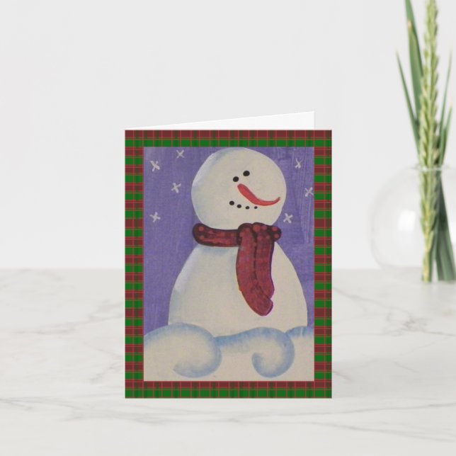 Cartes Pour Fêtes Annuelles Noël des Snowman populaires primitifs (Devant)