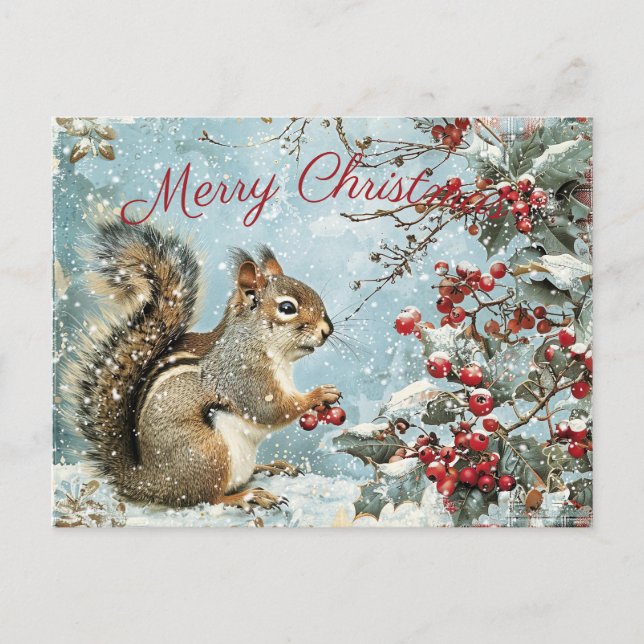 Cartes Pour Fêtes Annuelles Noël d'hiver de l'écureuil (Devant)