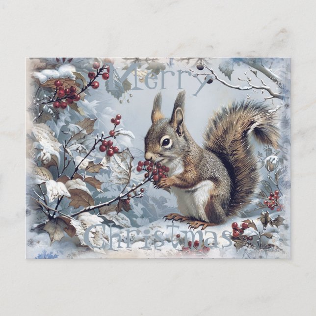 Cartes Pour Fêtes Annuelles Noël d'hiver de l'écureuil (Devant)