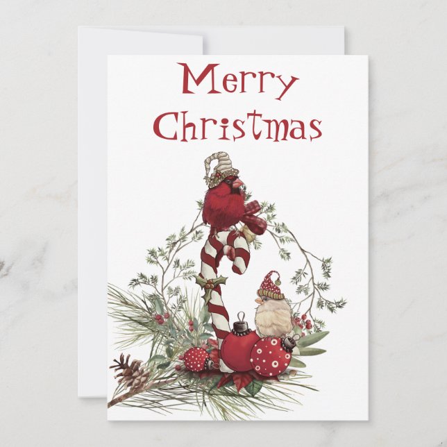 Cartes Pour Fêtes Annuelles Noël d'hiver du Cardinal Rouge (Devant)